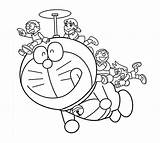 Doraemon Mewarnai Gambar Colorear Colorare Sketsa Volando Amigos Disegni Marimewarnai Bagus Doraimon Kartun Anak Bambini Giochi Impressionante Contoh Hello Dibujosonline sketch template