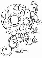 Skull Coloring Sugar Pages Roses Drawing Simple Skulls Easy Owl Kids Print Color Rose Printable Adults Candy Drawings Crossbones Halloween sketch template