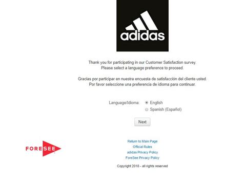 adidas customer satisfaction survey  surveyforeseeresultscom