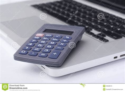 calculator   laptop stock image image  mathematics