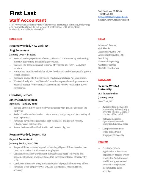 staff accountant resume examples   resume worded
