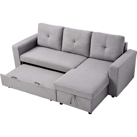 lumisol 90” reversible sleeper sectional sofa bed with