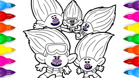 trolls band  brozone  place coloring pages youtube