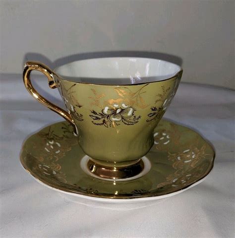 vintage royal grafton tea cup and saucerbone china green