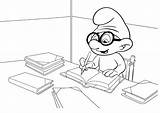 Smurf Smurfs Coloring Brainy Pages Grouchy Cartoons Colorkid sketch template