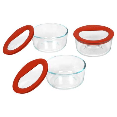 Pyrex Premium Glass Food Storage Set 6 Pieces Red