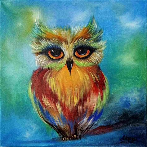 cute owl painting owl art kids painting etsy   painting art