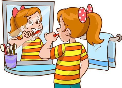 child brushing  teeth cartoon vector  vector art  vecteezy