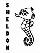 Nemo Finding Coloring Pages Seahorse Outline Sheldon Squirt Sea Horse Drawing Dory Crush Clipart Color Templates Cartoon Drawings Print Characters sketch template