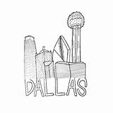 Dallas City Drawing Skyline Getdrawings Line sketch template