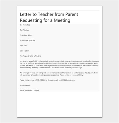 letter  teacher  parent   write sample notes letters