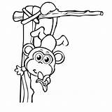 Monkey Coloring Pages Colouring Baby Hanging Template Cute Kids Printables Swinging Jaguar Colour Drawing Color Print Cartoon Jungle Clipartpanda Head sketch template