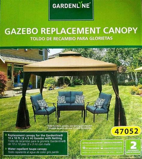 gazebo replacement canopy gardenline  water repellent  tier taupe  ft gardenline