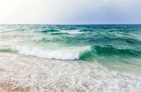 strong waves crash   beach beautiful seascape stock image