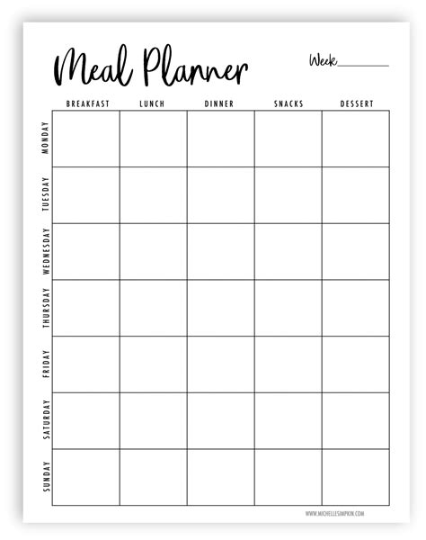 printable   simple meal planner printable  plan