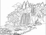 Waterfall Coloring Pages Printable Color Getcolorings Cliparting Print sketch template