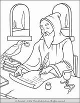 Benedict Saint Coloriage Clare Assisi Thecatholickid sketch template