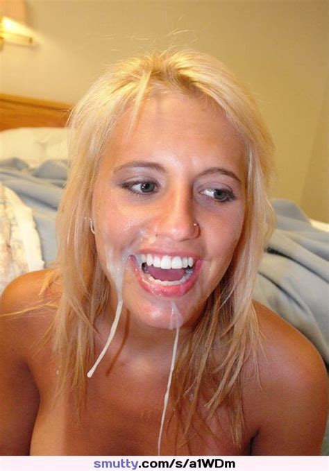 smile blonde smiling cum after cumface facial happy tanlines