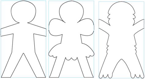 paper doll chain template clipart  images   finder