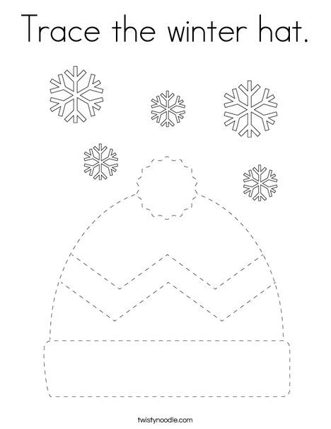 trace  winter hat coloring page twisty noodle
