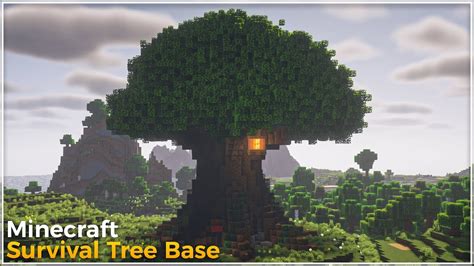 minecraft   build  giant tree base large survival base tutorial youtube