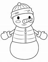 Coloring Snowman Mittens Wearing Pages sketch template