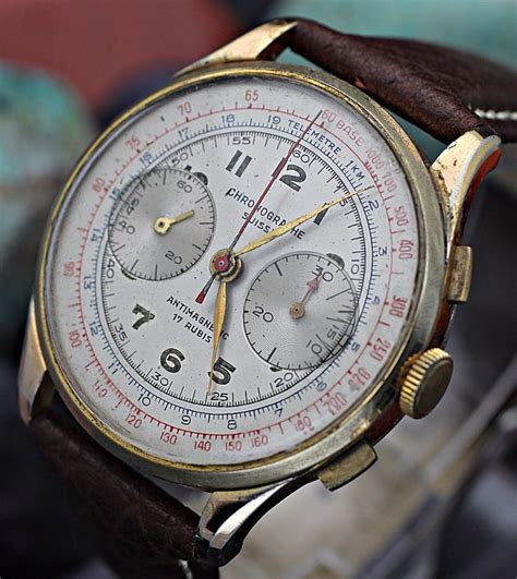 vintage chronographe suisse gold plaque valjoux chronograph dress  chronograph watches