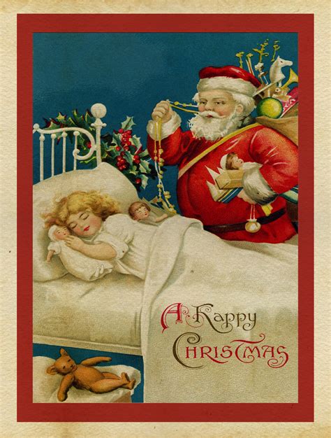 christmas vintage santa card  stock photo public domain pictures