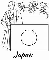 Coloring Flag Japan Japanese Color Print Printable sketch template