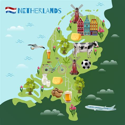 holland cultural travel map poster 480312 vector art at vecteezy f1e