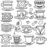 Coloring Pages Coffee Tea Food Cup Cups Printable Adult Colouring Cute Print Jack Book Foods Healthy Group Colour Drinks English sketch template