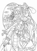 Lineart Chinese Empress Deviantart Anime Drawings sketch template