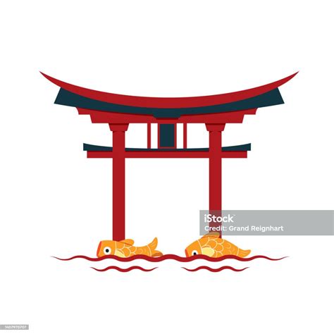 gerbang torii jepang  ikan koi koinobori simbol jepang agama
