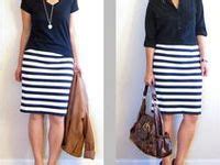 wear  striped skirt