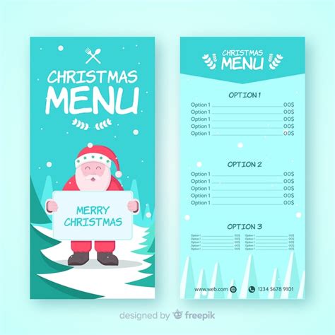 vector christmas smiling santa claus menu template