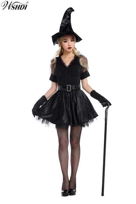 deluxe women sexy black witch costume adult halloween cosplay witch evil fancy dresses