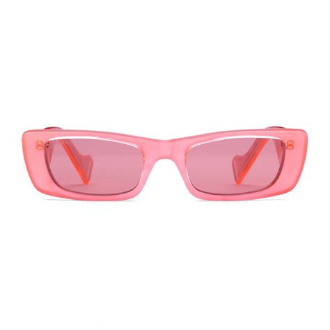 Gucci Rectangular Sunglasses Pink Fluo Gucci Eyewear Avvenice