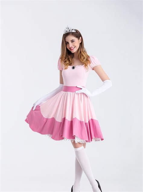 Vevefhuang Deluxe Adult Princess Peach Costume Women Princess Peach