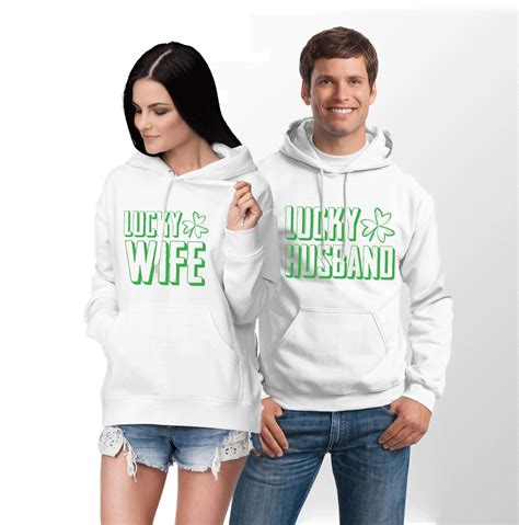 Lucky Husband Lucky Wife Matching Couples Hoodies St Patricks Day