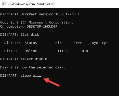 diskpart clean function  securely wipe disks
