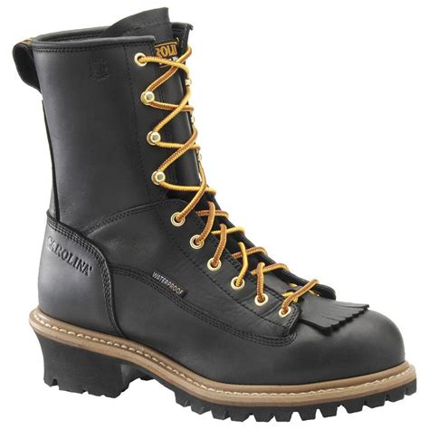 mens carolina waterproof lace  toe logger boots  work boots