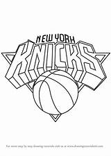 Knicks York Logo Drawing Draw Lakers Step Coloring Pages Nba Tutorials Getdrawings sketch template