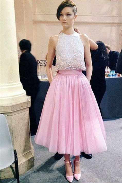 sequin love  combination pink tulle skirt pink homecoming dress