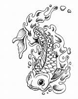 Coloring Awesome Pages Coy Fish Tatto sketch template