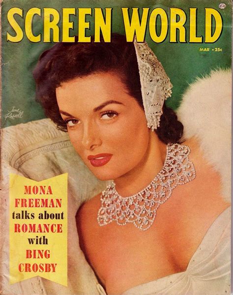 jane russell on the cover of the march 1954 issue of screen world