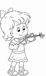 Violin Coloring Pages School Playing Girl Back Little Sarahtitus Printable Child Kids Violinist Music Fun Bigstock Sarah Popular Categories sketch template