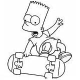 Coloring Simpsons Bart Skateboard Play sketch template
