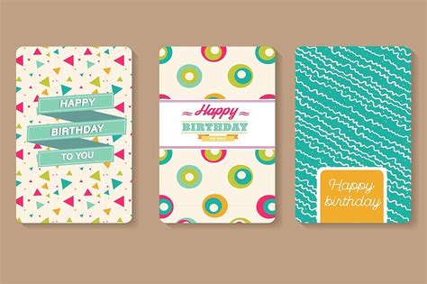 birthday card templates set of 6 creative universal cards hand drawn