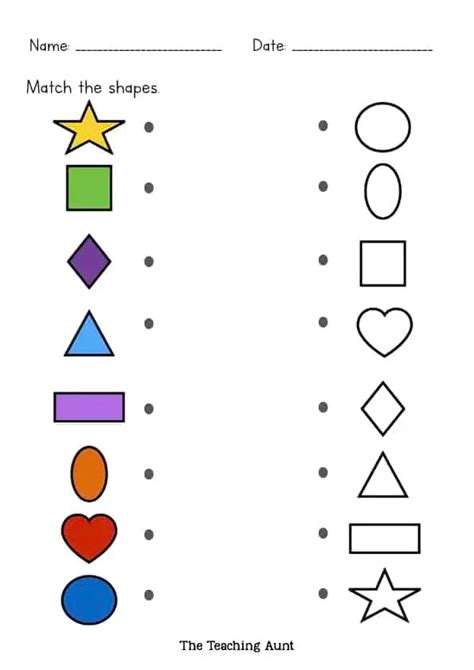 matching shapes worksheets  teaching aunt