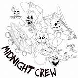 Nights Coloring Pages Nightmare Foxy Freddys Five Midnight Crew Template sketch template